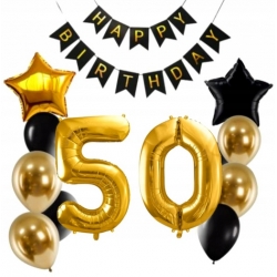 Zestaw balonów z banerem do dekoracji na 50  urodziny -15 elementów 